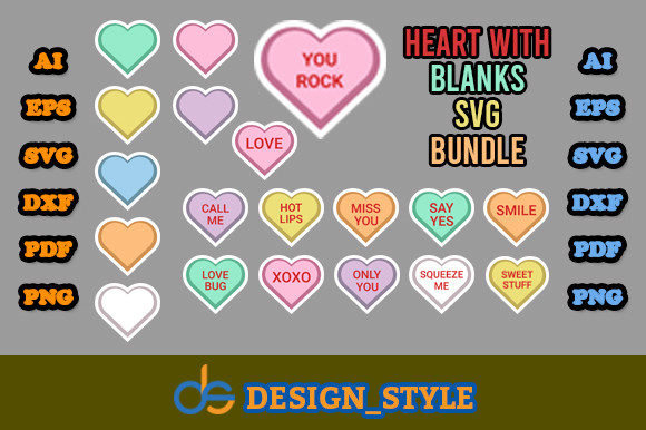 Download Layered Conversation Hearts with Blanks - Blanks Collection